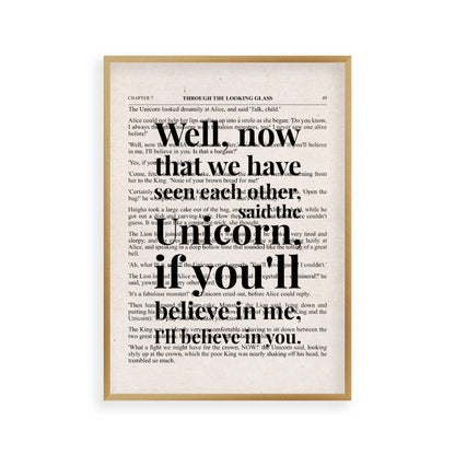 Alice In Wonderland Unicorn Quote Book Print