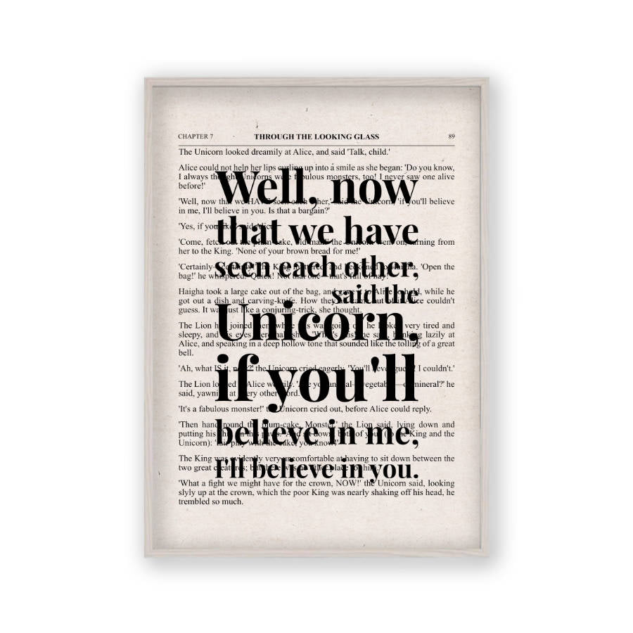 Alice In Wonderland Unicorn Quote Book Print