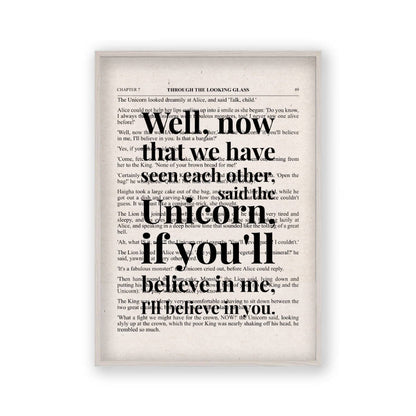Alice In Wonderland Unicorn Quote Book Print