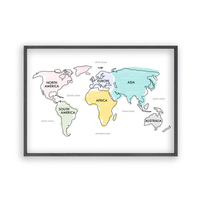 World Map Watercolour Print