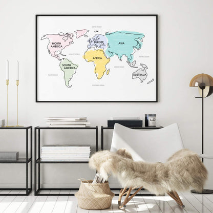 World Map Watercolour Print