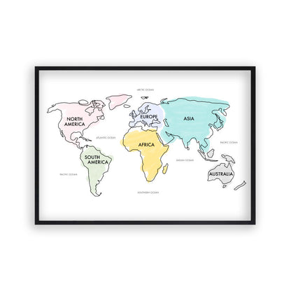 World Map Watercolour Print
