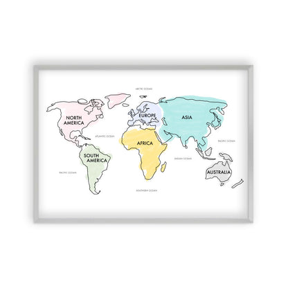 World Map Watercolour Print