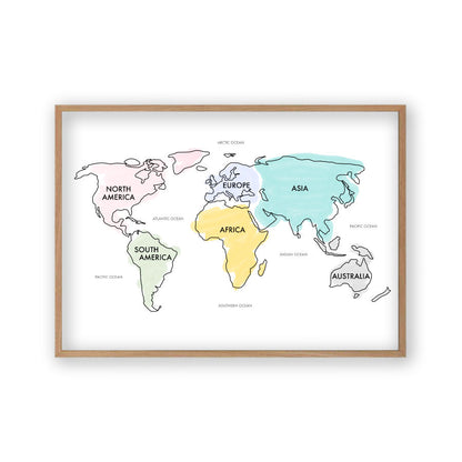 World Map Watercolour Print