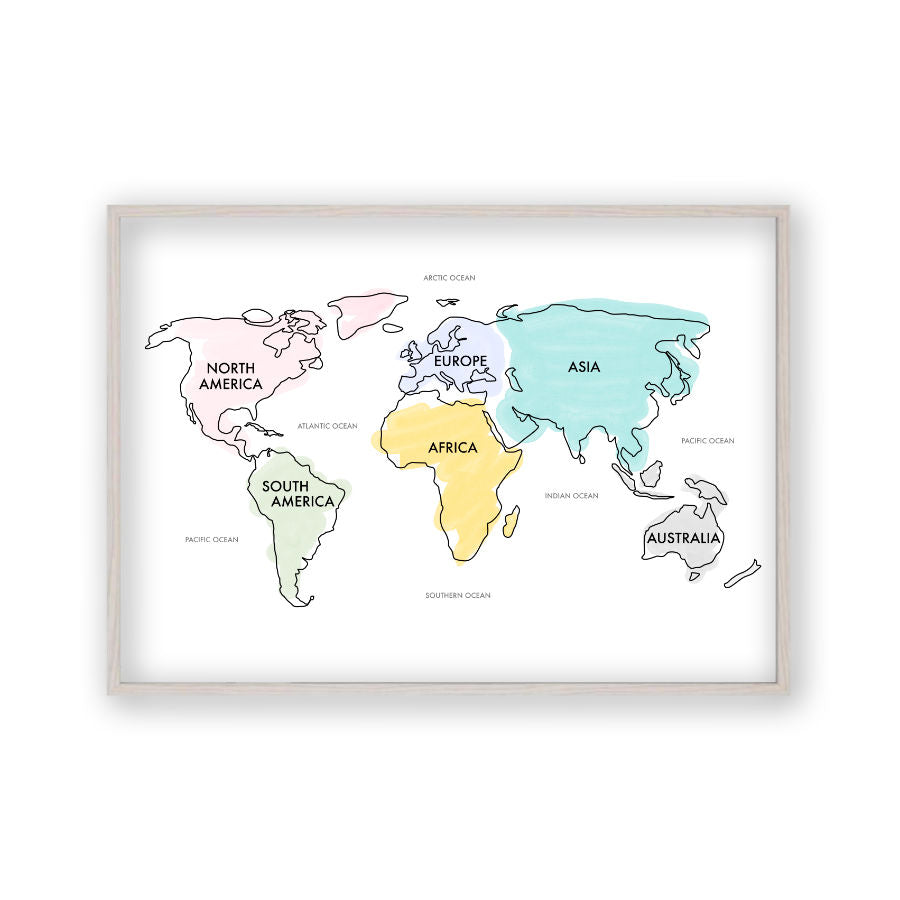 World Map Watercolour Print
