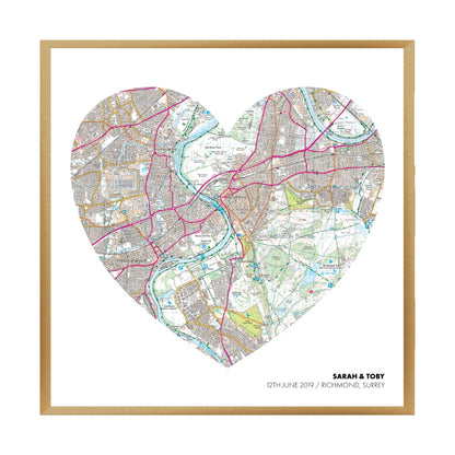 Personalised OS Map Heart Print