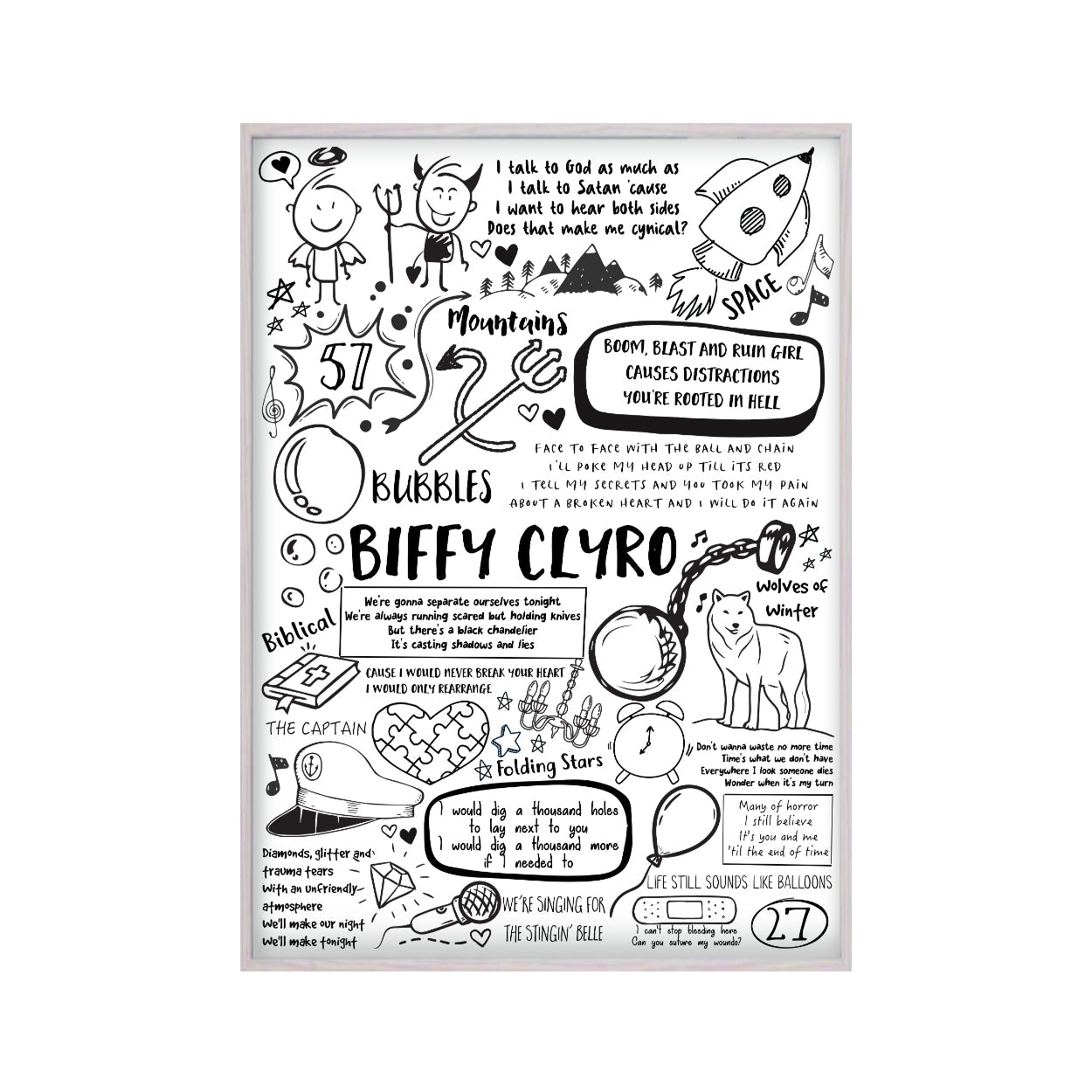 Biffy Clyro Song Lyric Album Print