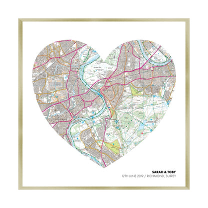 Personalised OS Map Heart Print